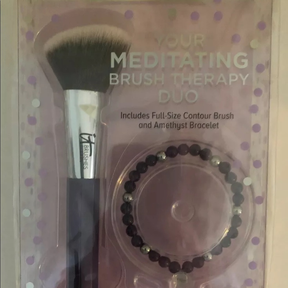 IT BRUSHES Cosmetics Gem Brush Therapy Duo Collection Amethyst Meditating NIB